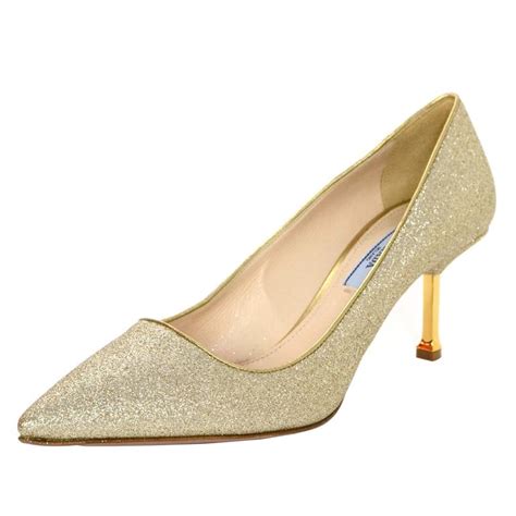 prada gold pump|prada chunky heel pumps.